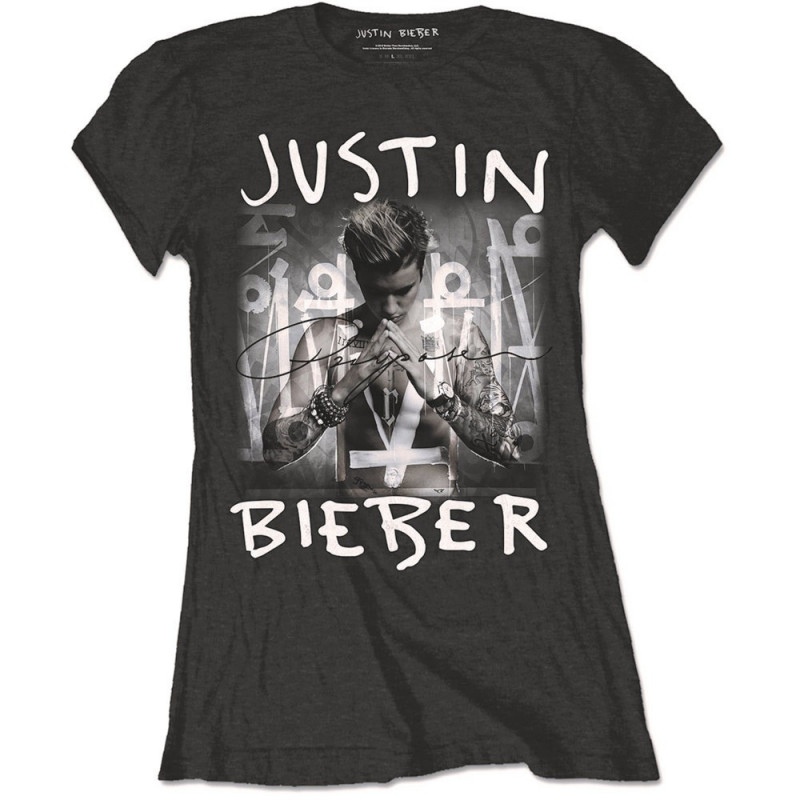 JUSTIN BIEBER LADIES TEE: PURPOSE LOGO (SMALL) BLACK LADIES TEE