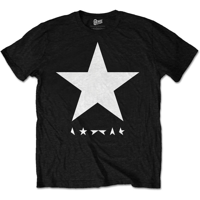 DAVID BOWIE - BLACKSTAR (T-SHIRT WHITE STAR ON BLACK) (T-SHIRT UNISEX TG. L)