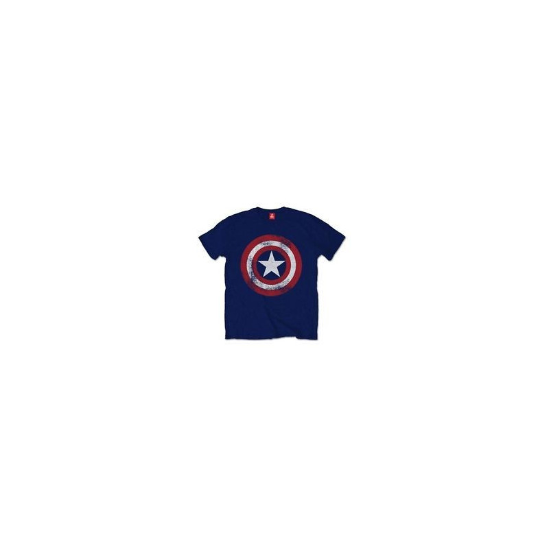 MARVEL COMICS MEN'S TEE: CAPTAIN AMERICA DISTRESSED (MEDIUM) BLUE MENS TEE