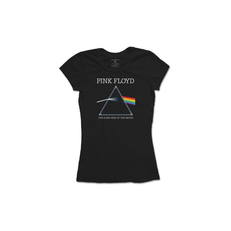 PINK FLOYD LADIES FASHION TEE: DARK SIDE OF THE MOON (LARGE) BLACK LADIES FASHION TEE