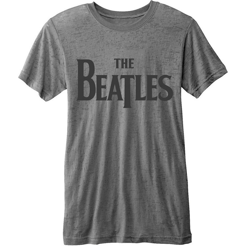 BEATLES (THE) - BURN-OUT DROP T LOGO GREY (T-SHIRT UNISEX TG. L)