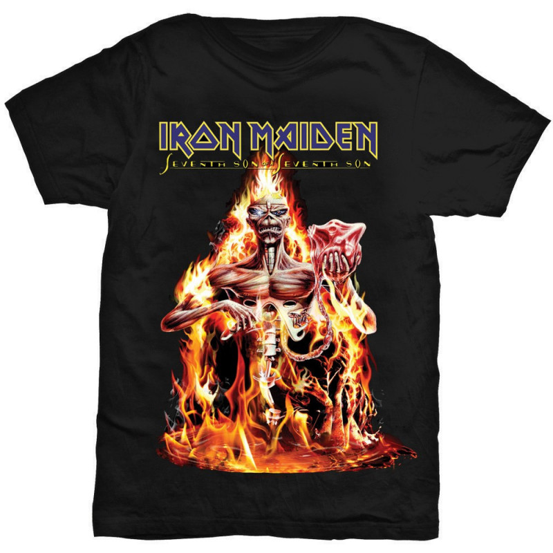 IRON MAIDEN T-SHIRT  S BLACK UNISEX  SEVENTH SON