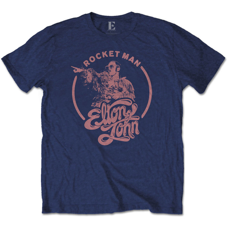 ELTON JOHN UNISEX TEE: ROCKETMAN CIRCLE POINT (SMALL)