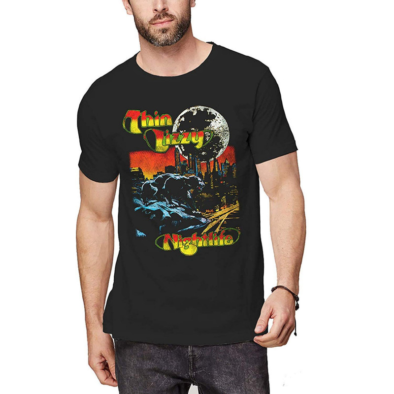 THIN LIZZY UNISEX TEE: NIGHTLIFE COLOUR (LARGE)