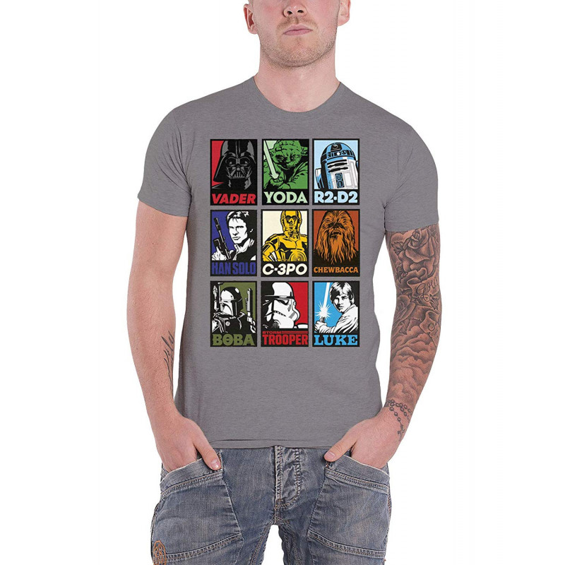 STAR WARS UNISEX TEE: CHARACTER SQUARES (MEDIUM)