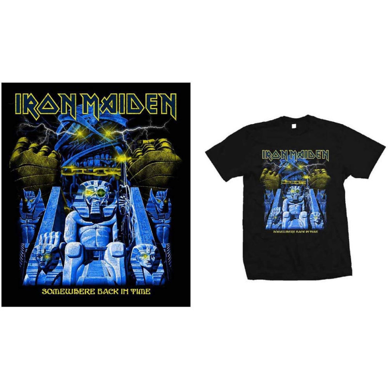 IRON MAIDEN UNISEX TEE: BACK IN TIME MUMMY (MEDIUM)