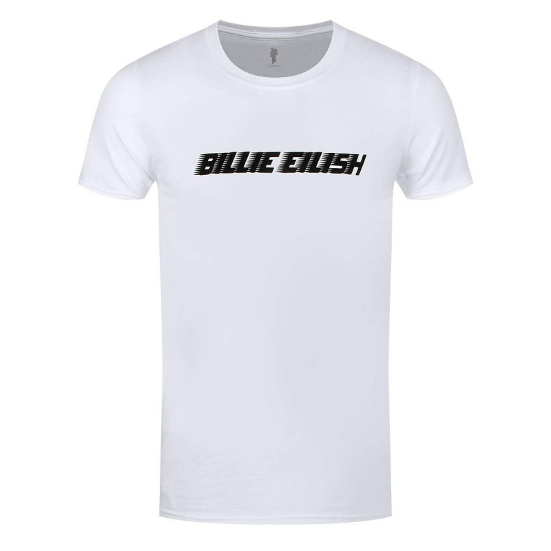 BILLIE EILISH UNISEX TEE: BLACK RACER LOGO (SLEEVE PRINT) (MEDIUM)