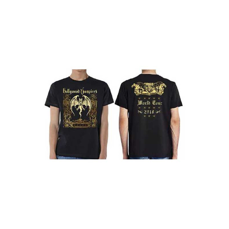 HOLLYWOOD VAMPIRES UNISEX TEE: ROXY 2018 WORLD TOUR (EX TOUR/BACK PRINT) (SMALL)