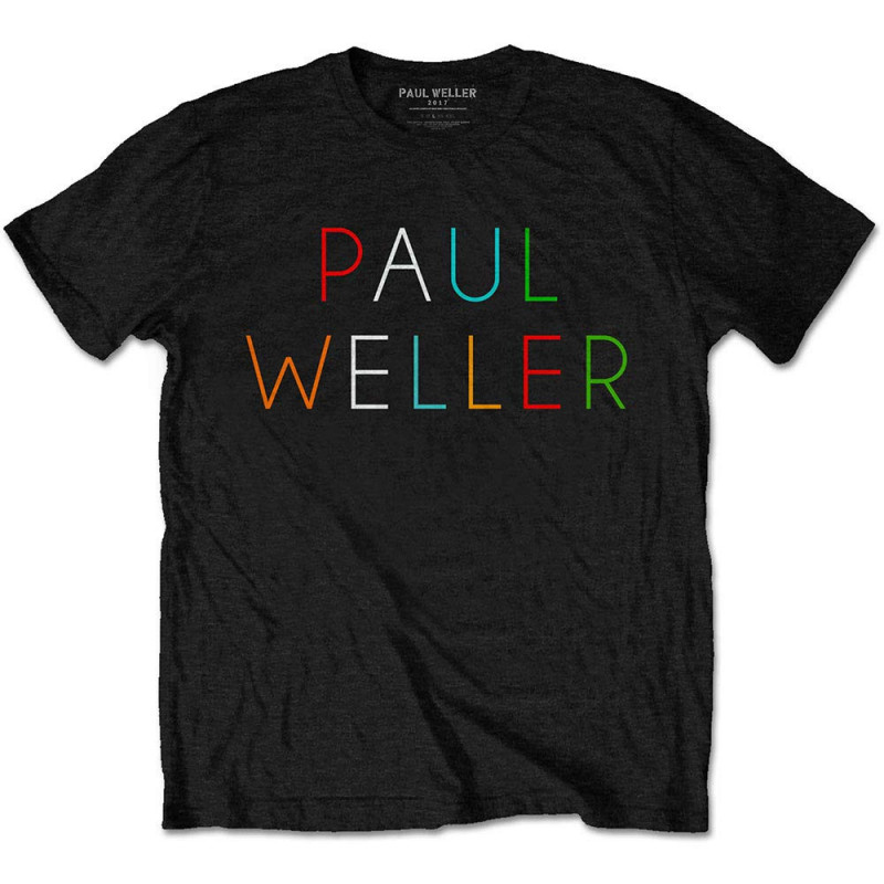 PAUL WELLER UNISEX TEE: MULTICOLOUR LOGO (LARGE)