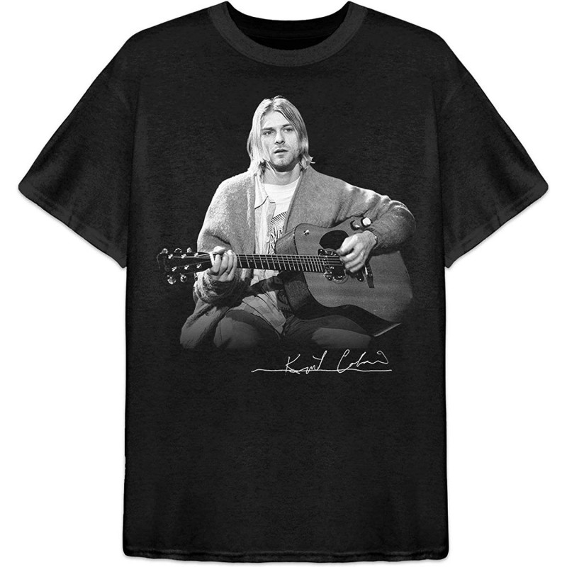 KURT COBAIN UNISEX TEE: GUITAR LIVE PHOTO (MEDIUM)