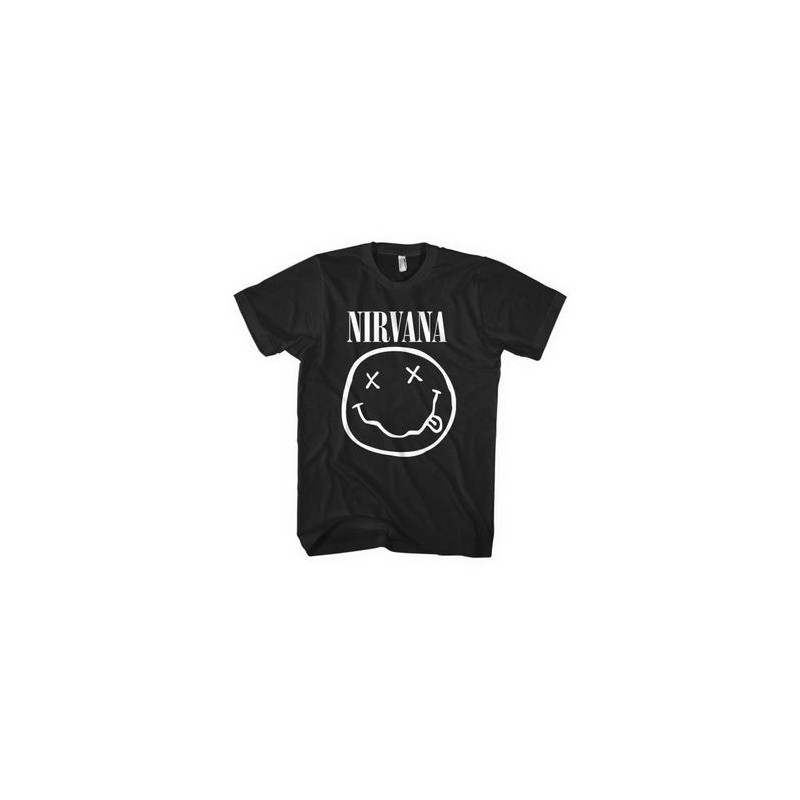 NIRVANA UNISEX TEE: WHITE HAPPY FACE (MEDIUM)