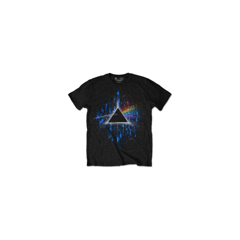 PINK FLOYD T-SHIRT  X-SMALL UNISEX BLACK  DARK SIDE OF THE MOON BLUE SPLATTER