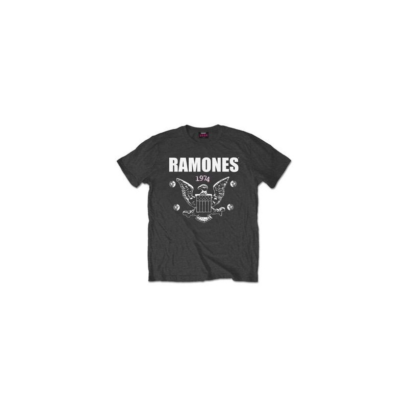 RAMONES T-SHIRT  XXL GREY UNISEX  1974 EAGLE