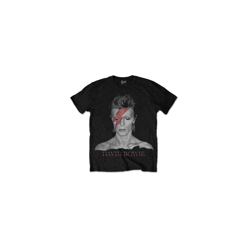 BOWIE DAVID T-SHIRT  M BLACK UNISEX  ALADDIN SANE