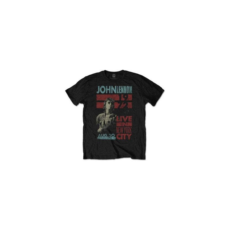 JOHN LENNON UNISEX TEE: LIVE IN NYC (LARGE)