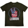 JOHN LENNON UNISEX TEE: PEACE FINGERS US FLAG (MEDIUM)