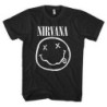 NIRVANA T-SHIRT  XL UNISEX BLACK  WHITE SMILEY