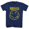 NIRVANA T-SHIRT  LARGE UNISEX BLUE  YELLOW SMILEY