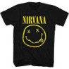 NIRVANA T-SHIRT  LARGE UNISEX BLACK  YELLOW SMILEY