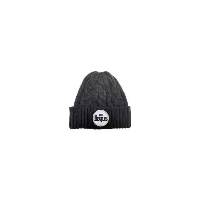 THE BEATLES UNISEX BEANIE HAT:DRUM LOGO (CABLE KNIT)